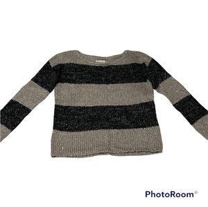 Loft Cropped Long Sleeve Striped Sweater W Sequin Detail size,S